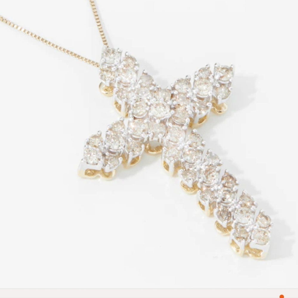 10 k yellow gold diamond cross with chain